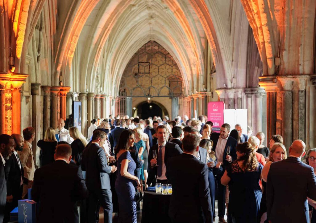 Guests at a vaulted London venue.