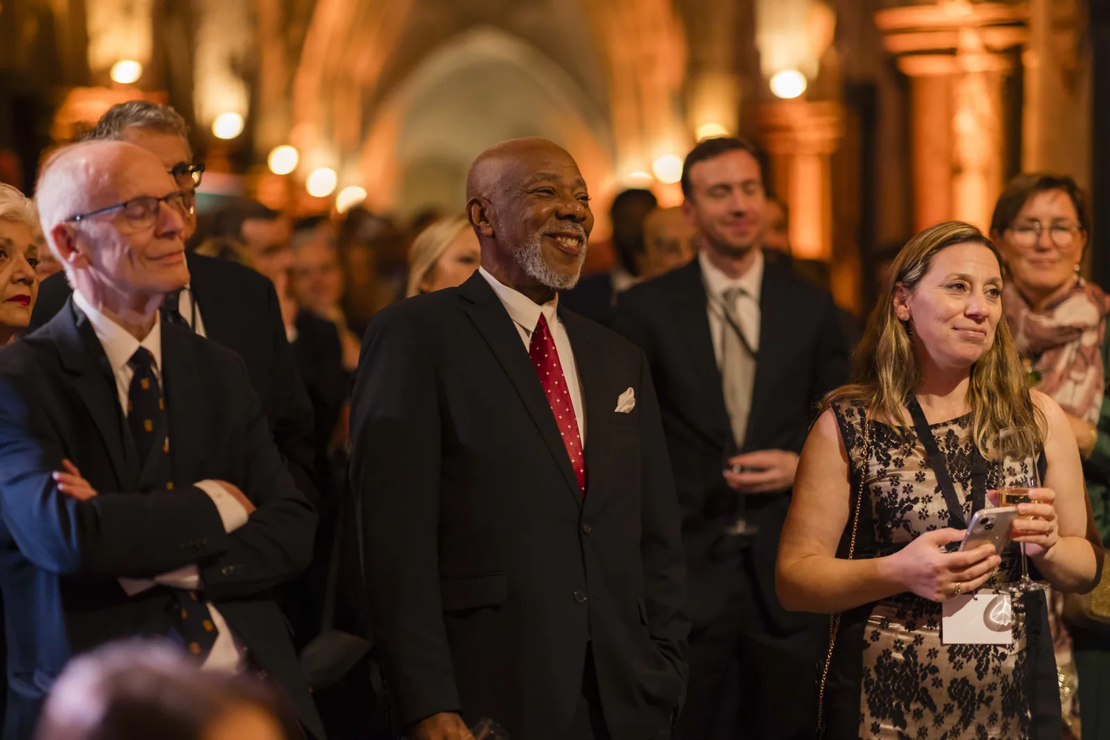 Guests enjoying a warm evening reception
