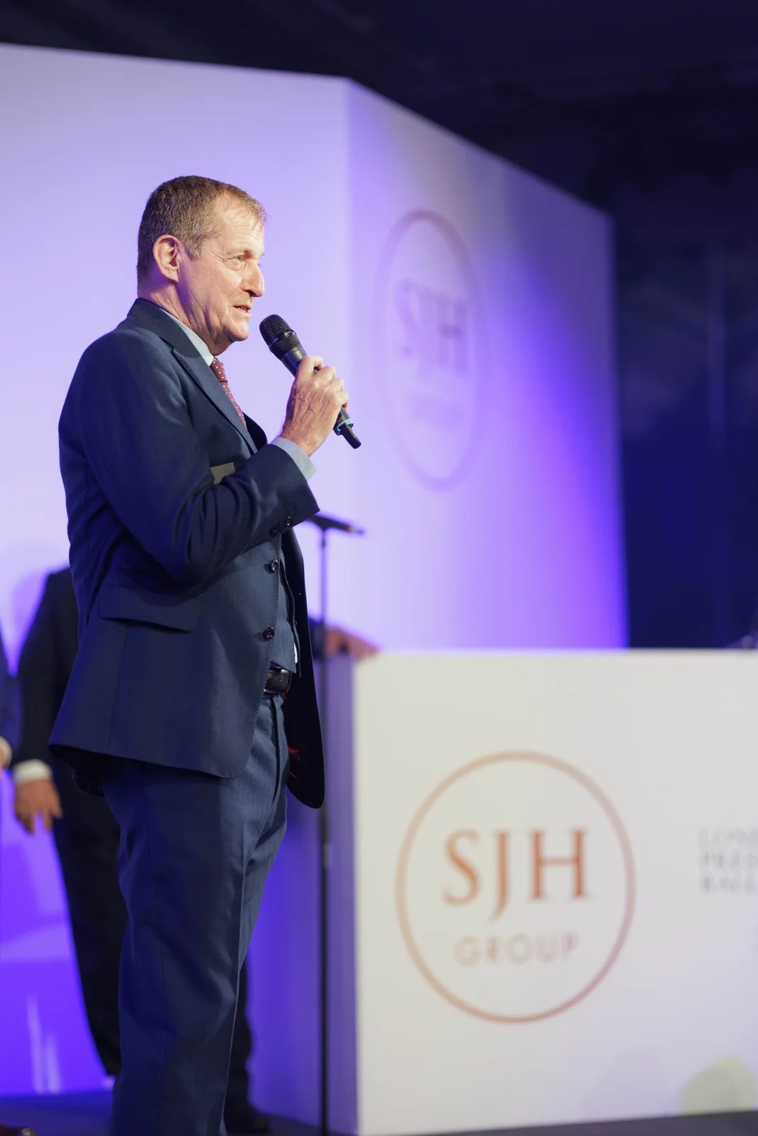 A speaker addressing an audience at the London Press Club Ball
